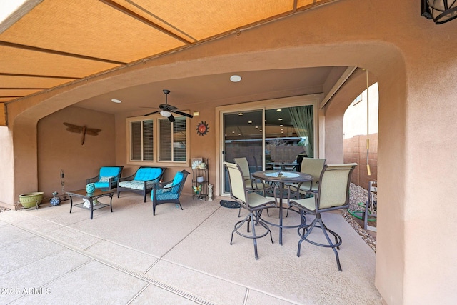 3359 E Penedes Dr, Gilbert, AZ 85298 - view of patio with ceiling fan and outdoor dining space