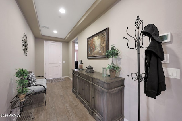3359 E Penedes Dr, Gilbert, AZ 85298 - hall with light wood-type flooring, recessed lighting, and baseboards