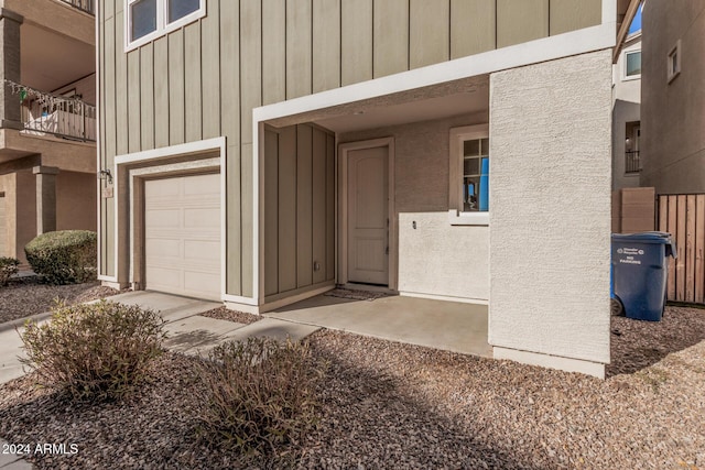 entrance to property with a garage