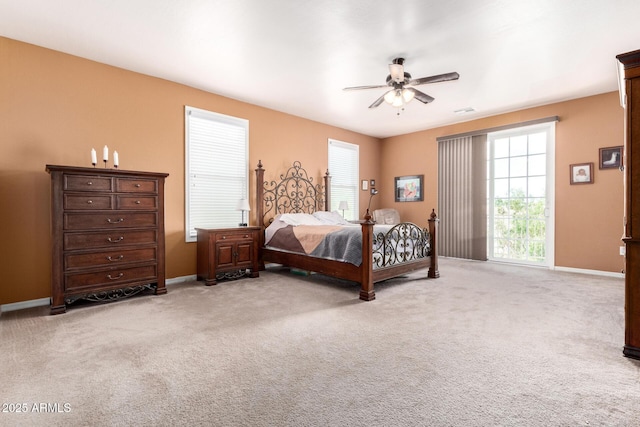 4125 W Lydia Ln, Phoenix, AZ 85041 - bedroom with light colored carpet, visible vents, baseboards, and a ceiling fan