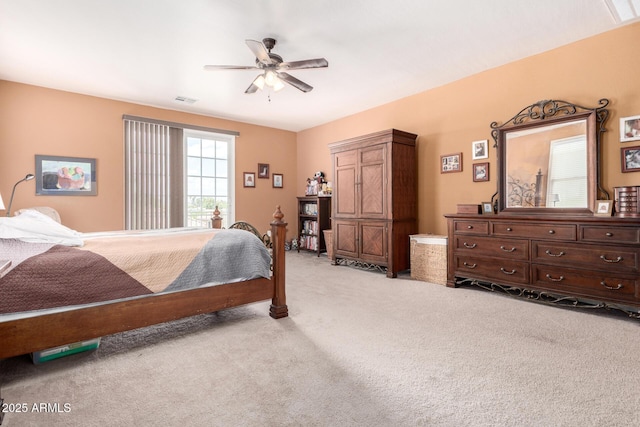 4125 W Lydia Ln, Phoenix, AZ 85041 - bedroom featuring ceiling fan, visible vents, and light carpet