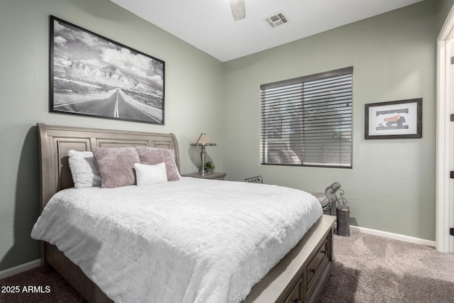 bedroom with carpet flooring and ceiling fan