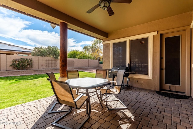 view of patio / terrace with ceiling fan