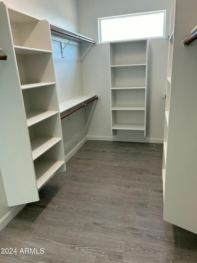 walk in closet featuring dark hardwood / wood-style floors