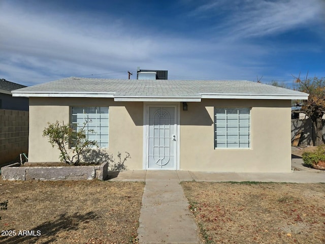 view of front of property with fence and stucco siding