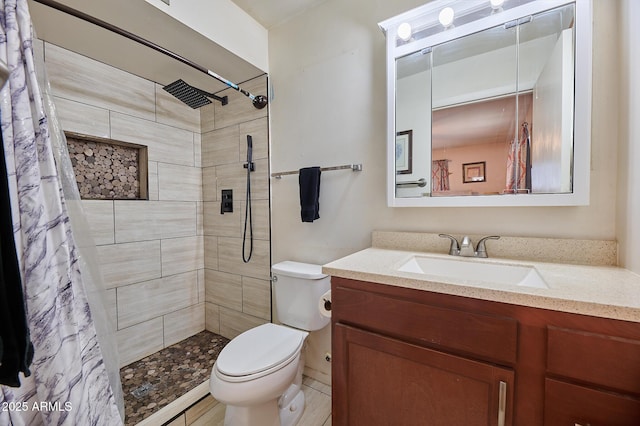 5410 E University Dr, Mesa, AZ 85205 - full bathroom featuring vanity, toilet, and tiled shower