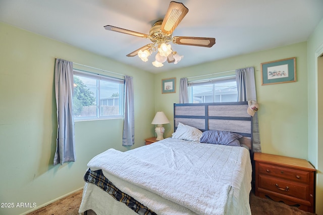 5410 E University Dr, Mesa, AZ 85205 - bedroom with carpet flooring, baseboards, and ceiling fan