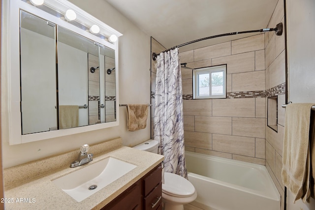 5410 E University Dr, Mesa, AZ 85205 - full bathroom featuring vanity, toilet, and shower / bath combo