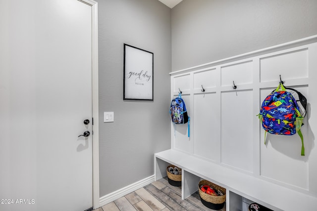 mudroom featuring light hardwood / wood-style floors