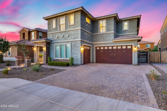 view of front of house with a garage