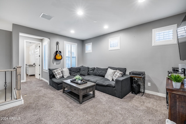 living room with carpet