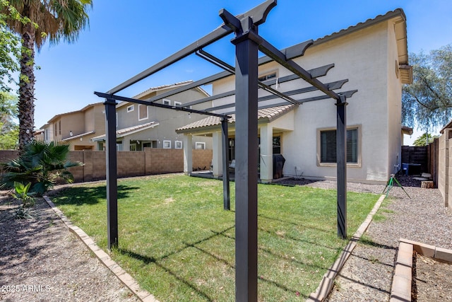 12107 N 66th Ave, Glendale, AZ 85304 - rear view of property featuring a pergola, stucco siding, and central air condition unit