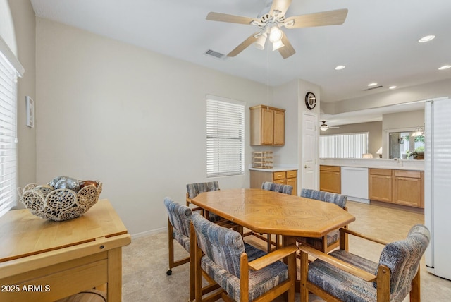 16412 W Peppertree Ct, Surprise, AZ 85387 - dining area featuring ceiling fan and recessed lighting