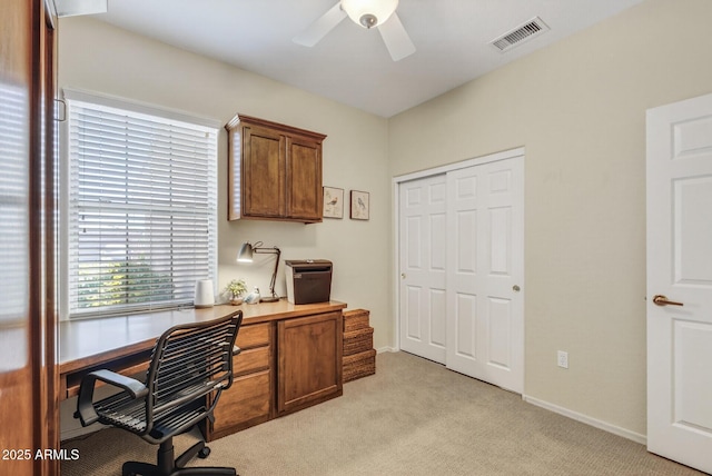 16412 W Peppertree Ct, Surprise, AZ 85387 - office with a ceiling fan and light colored carpet