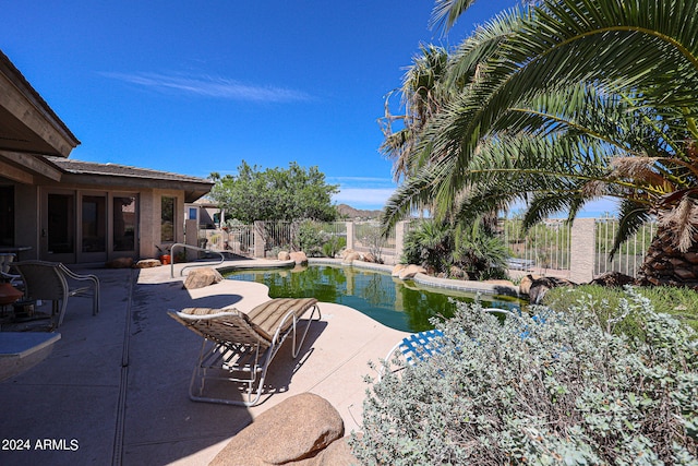 view of swimming pool with a patio