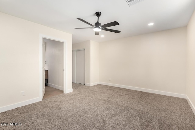 17040 N 39th Ave, Glendale, AZ 85308 - unfurnished bedroom featuring carpet flooring, recessed lighting, baseboards, a closet, and ceiling fan