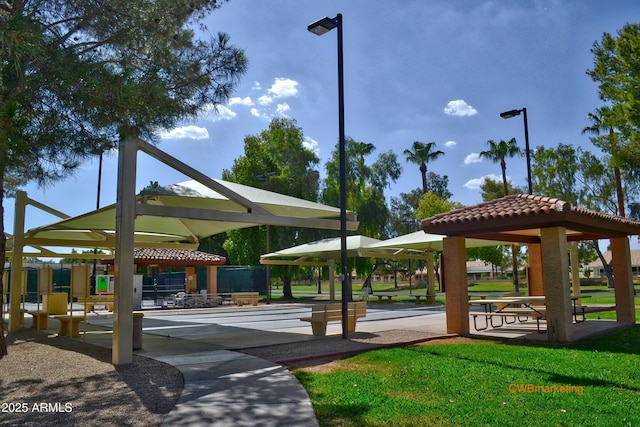 view of home's community featuring a lawn and a gazebo