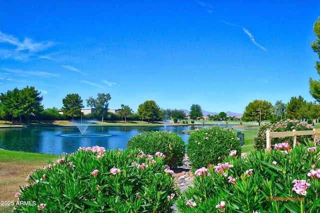 property view of water featuring a mountain view