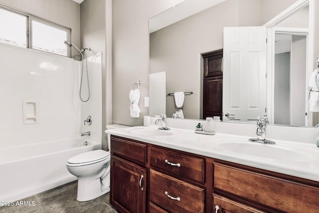 5541 W Desperado Way, Phoenix, AZ 85083 - bathroom featuring toilet,  shower combination, and double vanity