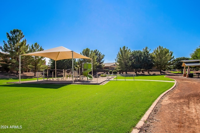 view of community featuring playground community