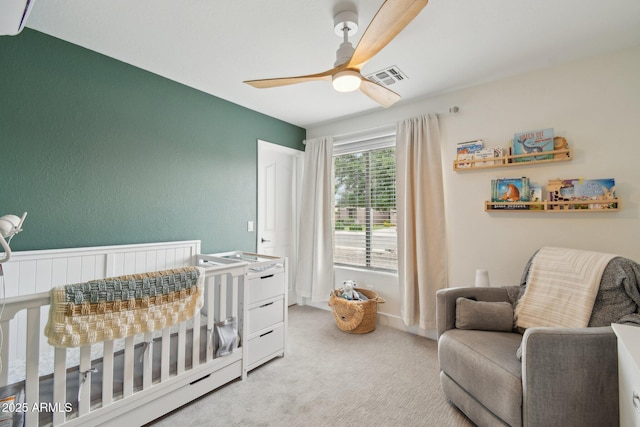 1070 S Amber St, Chandler, AZ 85286 - bedroom featuring carpet, a nursery area, and a ceiling fan