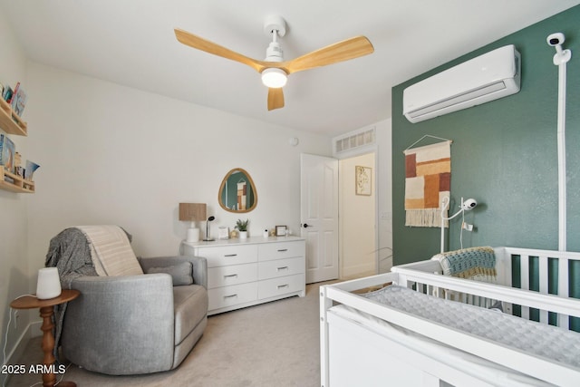 1070 S Amber St, Chandler, AZ 85286 - bedroom featuring a wall mounted air conditioner, light carpet, and ceiling fan