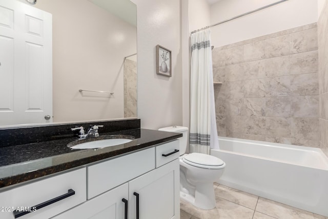 16860 W Soft Wind Dr, Surprise, AZ 85387 - full bathroom with tile patterned flooring, vanity, toilet, and shower / bathtub combination with curtain