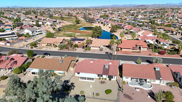 bird's eye view with a mountain view