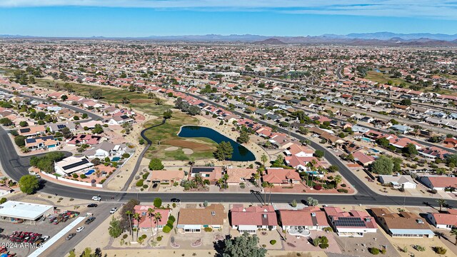 bird's eye view with a mountain view