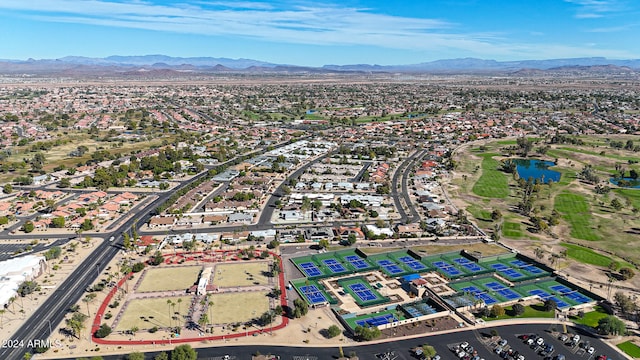 bird's eye view with a mountain view