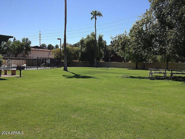 view of property's community with a yard