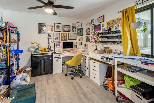 1540 E Glencove St, Mesa, AZ 85203 - home office featuring light wood-style flooring and ceiling fan