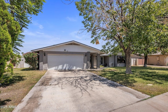 1540 E Glencove St, Mesa, AZ 85203 - ranch-style house with a front yard, a garage, concrete driveway, and brick siding