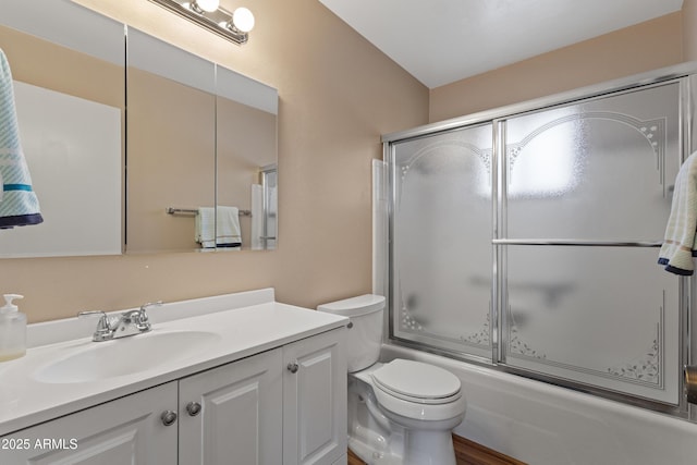 6217 E Dodge St, Mesa, AZ 85205 - bathroom with vanity, toilet, and combined bath / shower with glass door