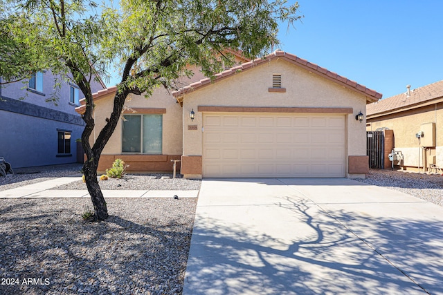 view of front of house with a garage