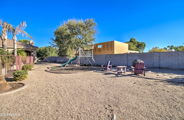 view of yard featuring a playground