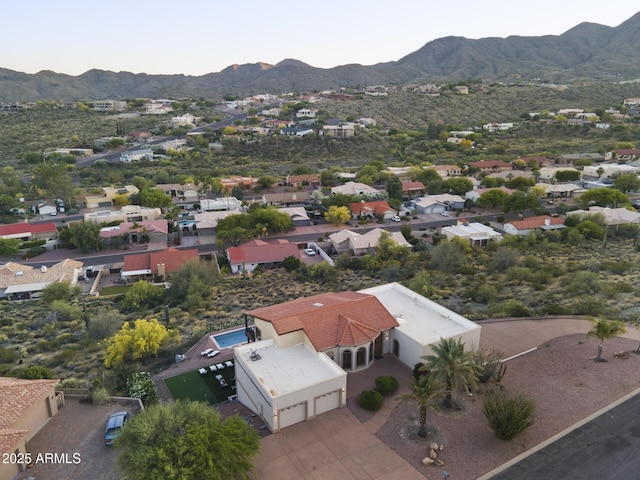 aerial view with a mountain view