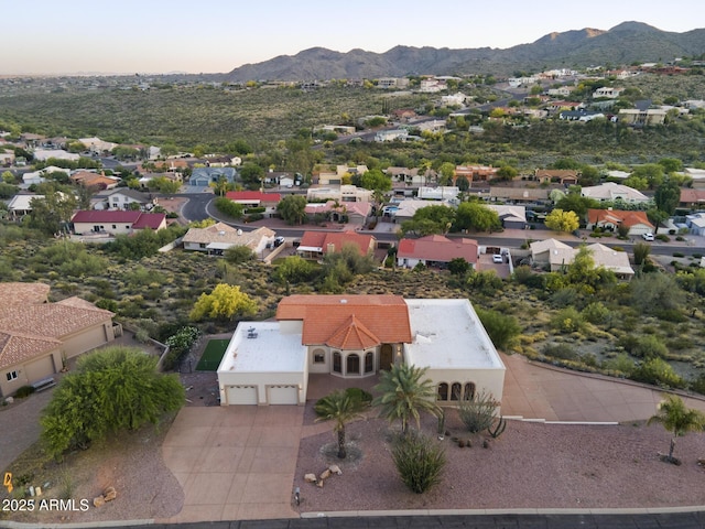 bird's eye view with a mountain view