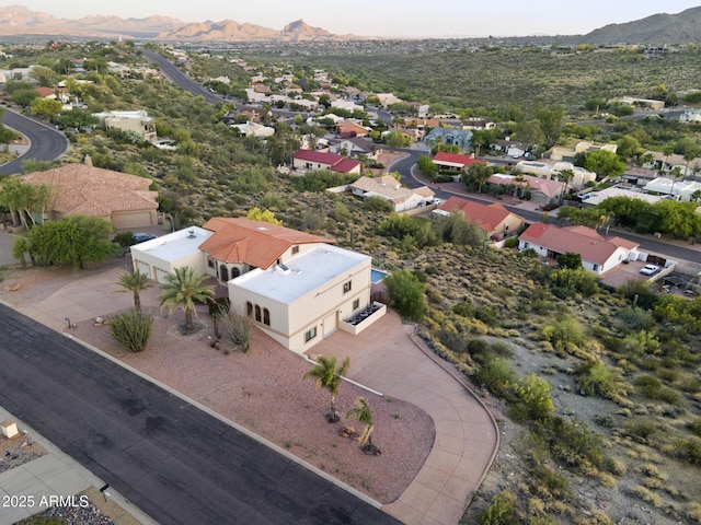 aerial view with a residential view and a mountain view