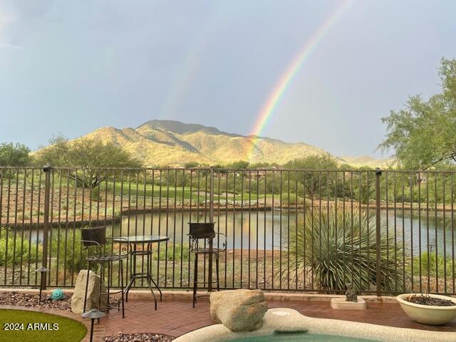 view of water feature with a mountain view