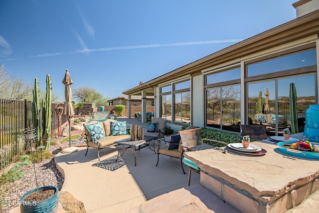 view of patio featuring outdoor lounge area