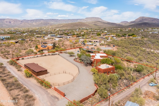 aerial view with a mountain view