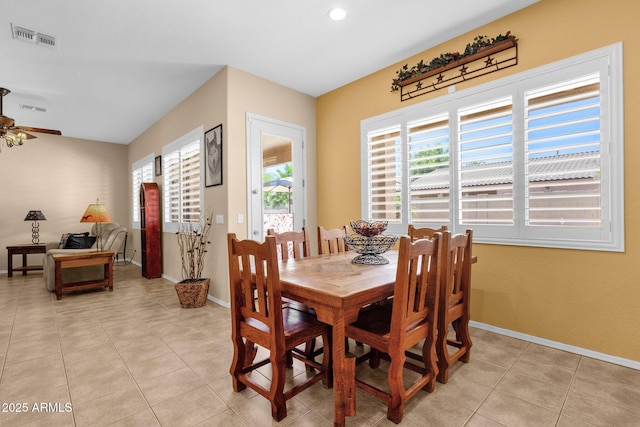 2069 E Winchester Way, Chandler, AZ 85286 - dining space with light tile patterned flooring, ceiling fan, and recessed lighting