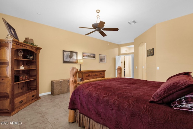 2069 E Winchester Way, Chandler, AZ 85286 - bedroom with arched walkways and a ceiling fan