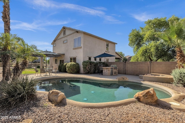 2545 E Harrison Ct, Gilbert, AZ 85295 - view of pool featuring a fenced backyard, a patio area, and area for grilling