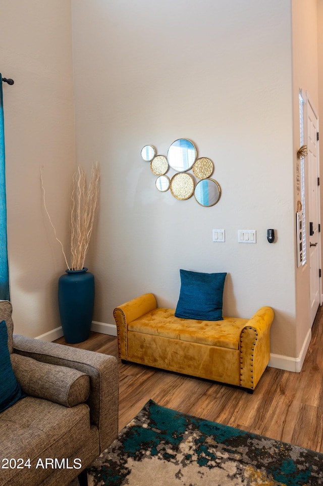 living area featuring hardwood / wood-style flooring