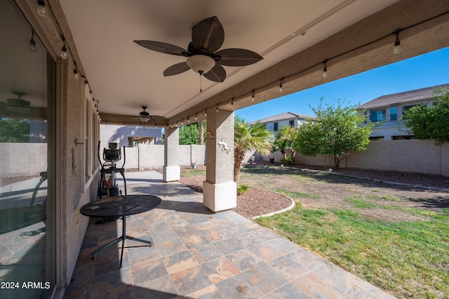 view of patio with ceiling fan