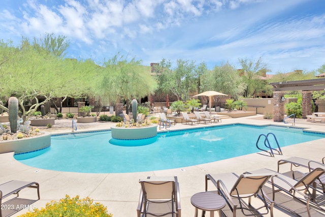 view of pool featuring a patio area