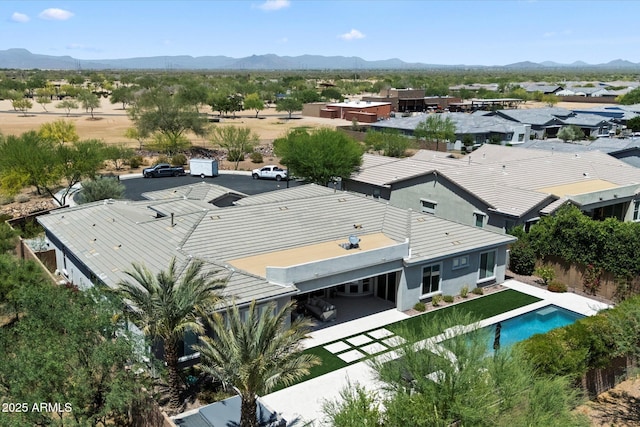 2821 E Cashman Dr, Phoenix, AZ 85050 - view from above of property featuring mountains and a pool area