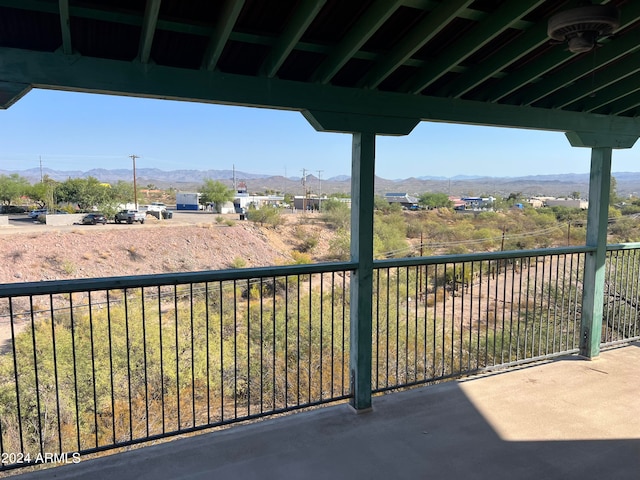 balcony featuring a mountain view